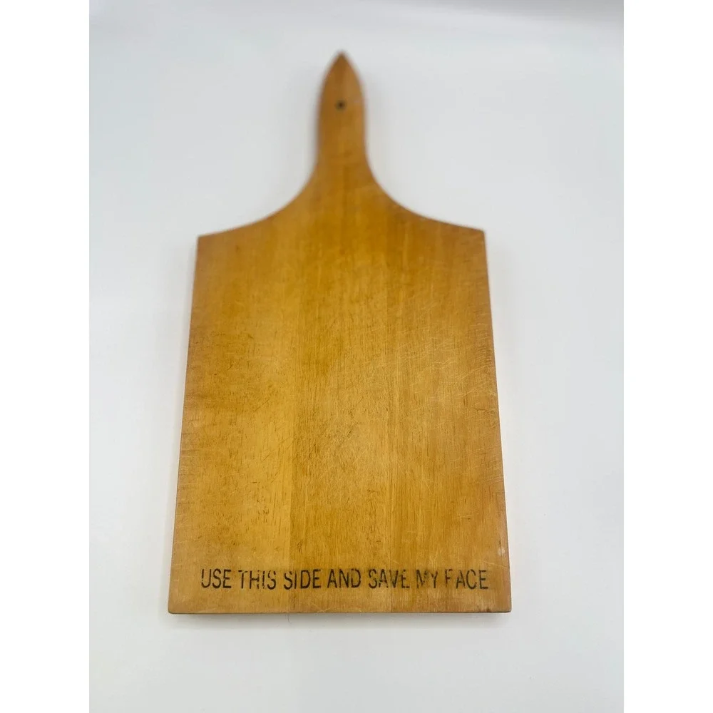 Vintage Wooden Cutting Board Colonial Hearth Scene Save My Face Wall Decor